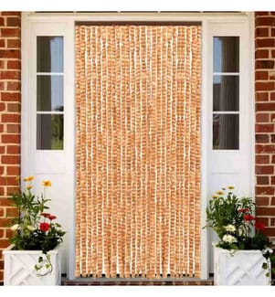 Insektenschutz-Vorhang Ocker und Weiss 100x220 cm Chenille