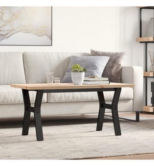 Table basse cadre en Y 100x50x45,5 cm bois de pin massif fonte