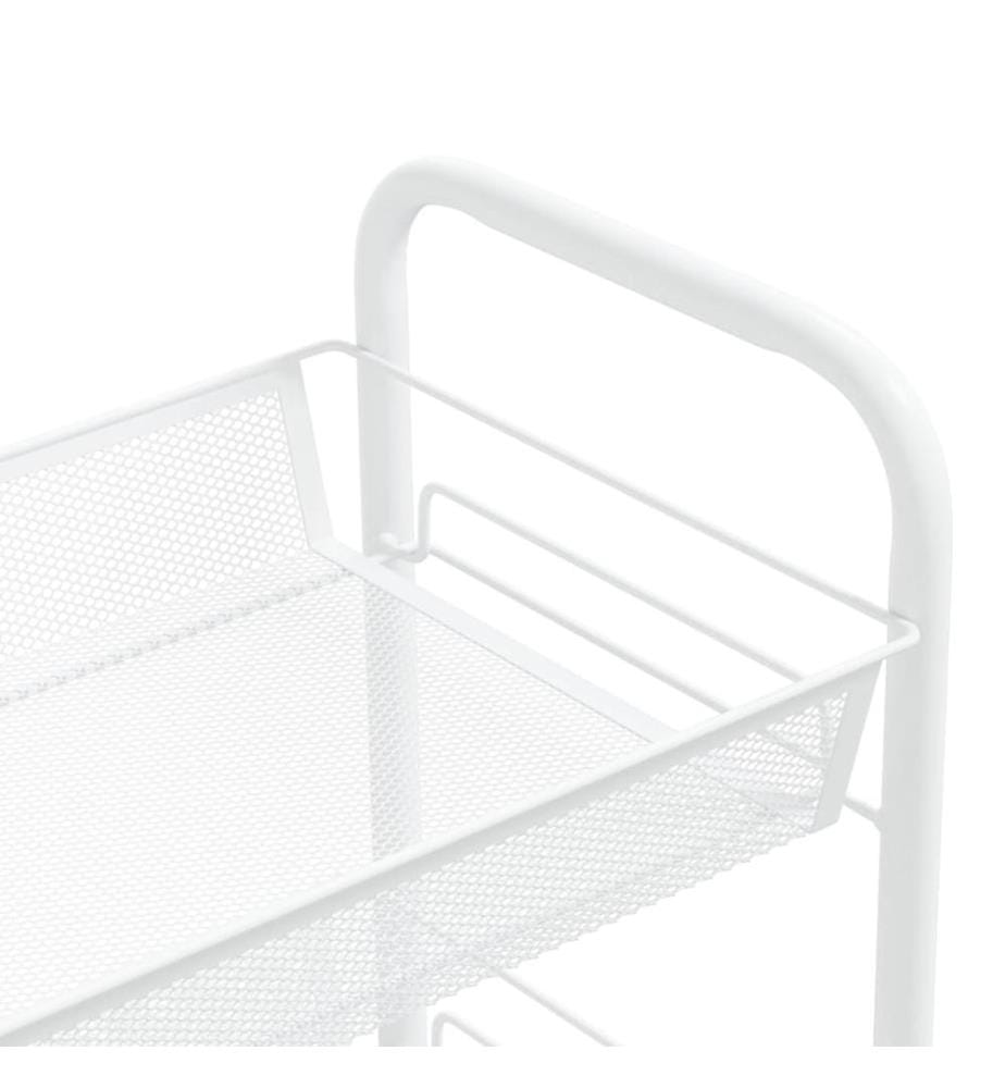 Chariot de cuisine à 4 niveaux Blanc 46x26x85 cm Fer