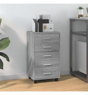 Schubladenschrank mit Rollen Grau Sonoma Holzwerkstoff