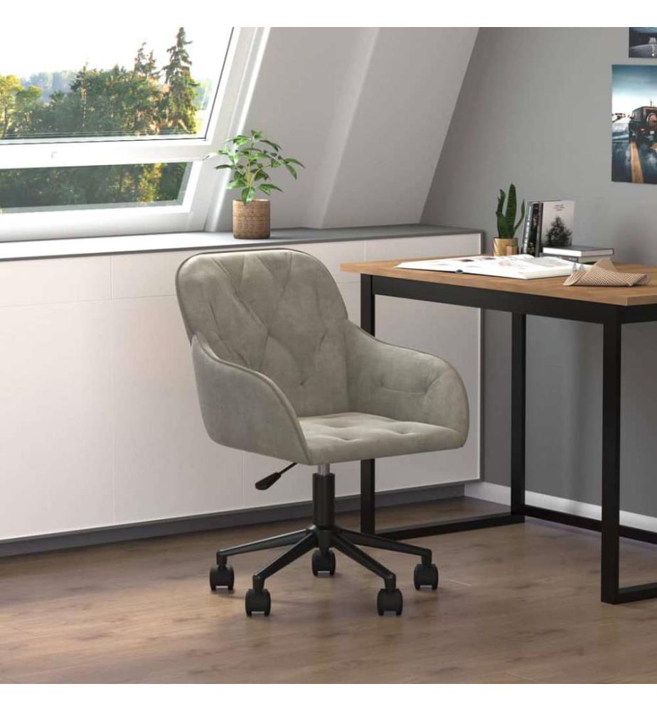 Bürostuhl Drehbar Hellgrau Samt