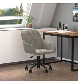 Bürostuhl Drehbar Hellgrau Samt