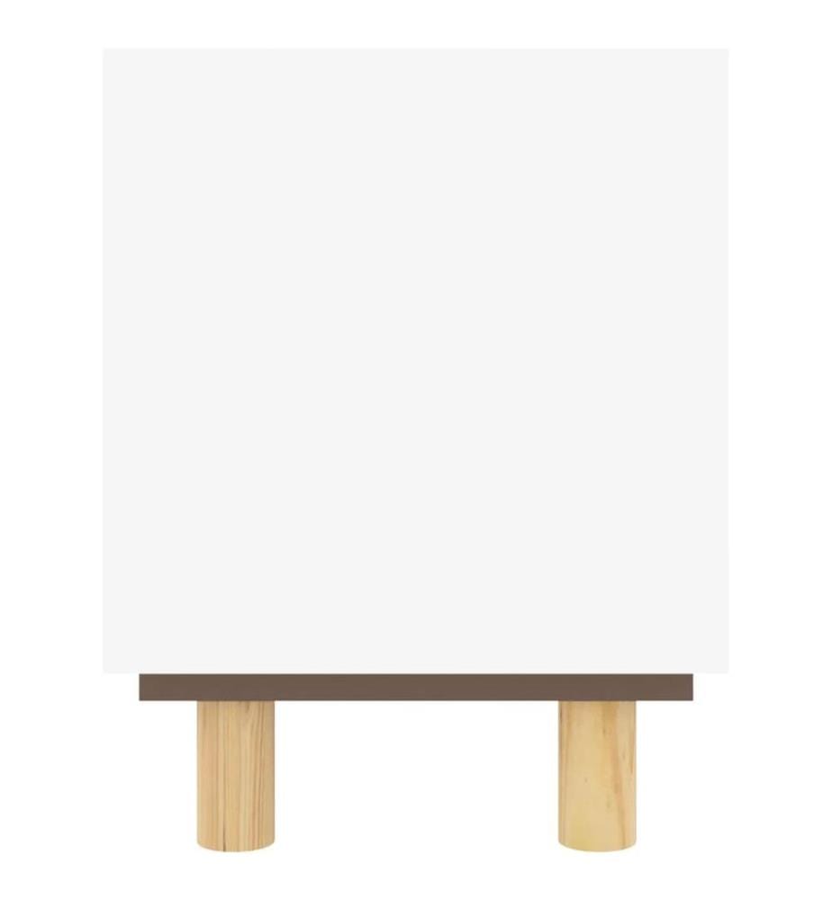 TV-Schrank Weiss 105x30x40 cm Massivholz Kiefer Natur-Rattan