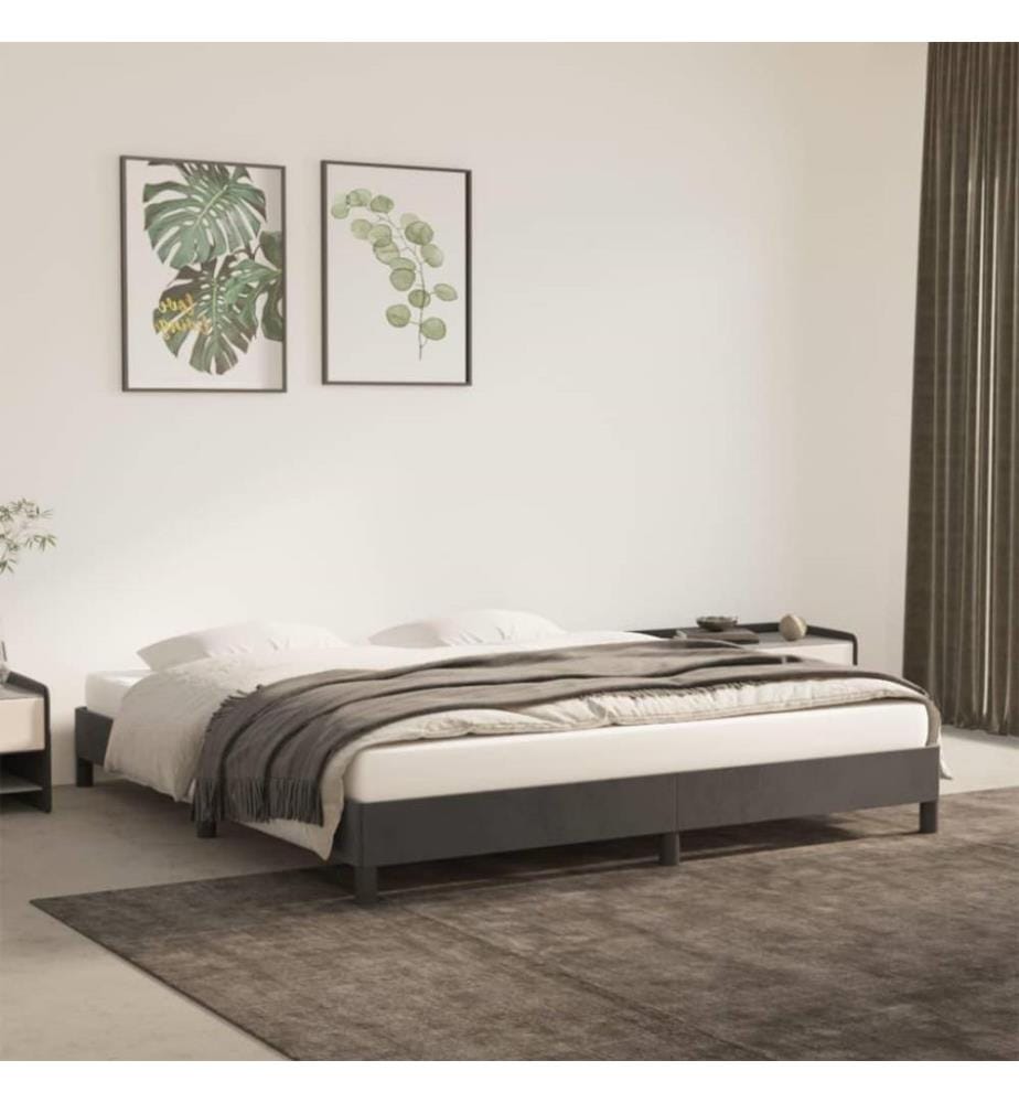 Cadre de lit Gris foncé 160 x 200 cm Velours
