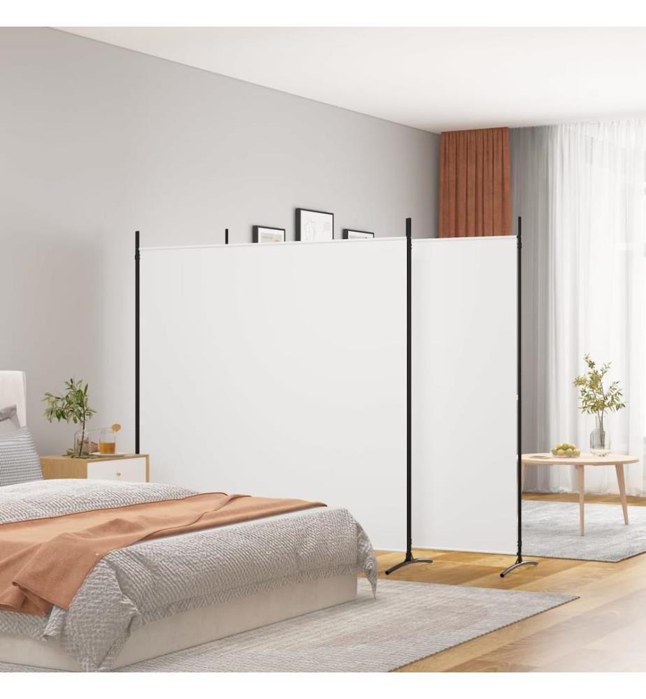 3-tlg. Paravent Weiss 525x180 cm Stoff