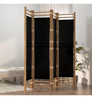 Cloison de séparation pliante 4 panneaux 160 cm Bambou et toile