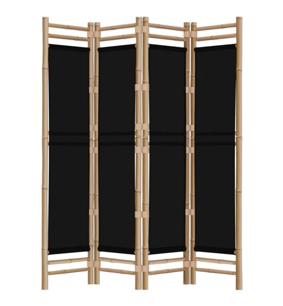 Cloison de séparation pliante 4 panneaux 160 cm Bambou et toile