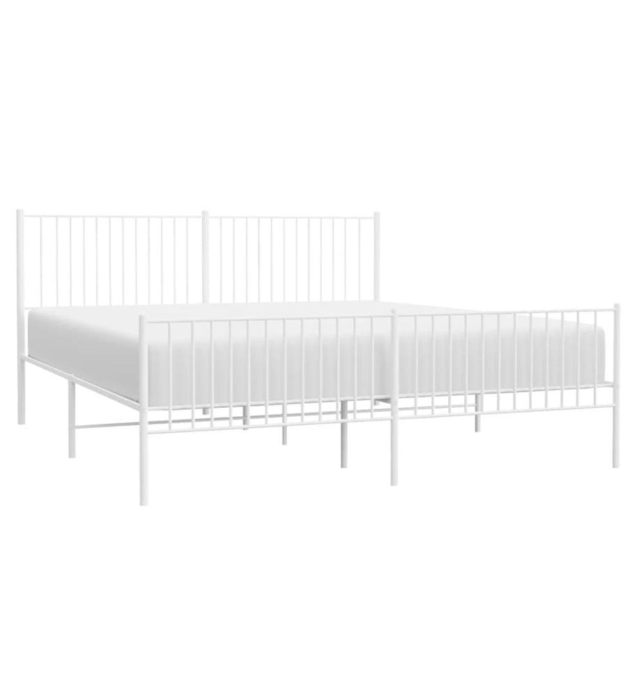 Bettgestell mit Kopf- und Fussteil Metall Weiss 193x203 cm