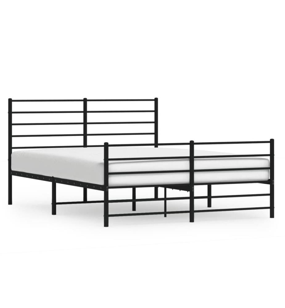 Cadre de lit métal sans matelas avec pied de lit noir 140x200cm