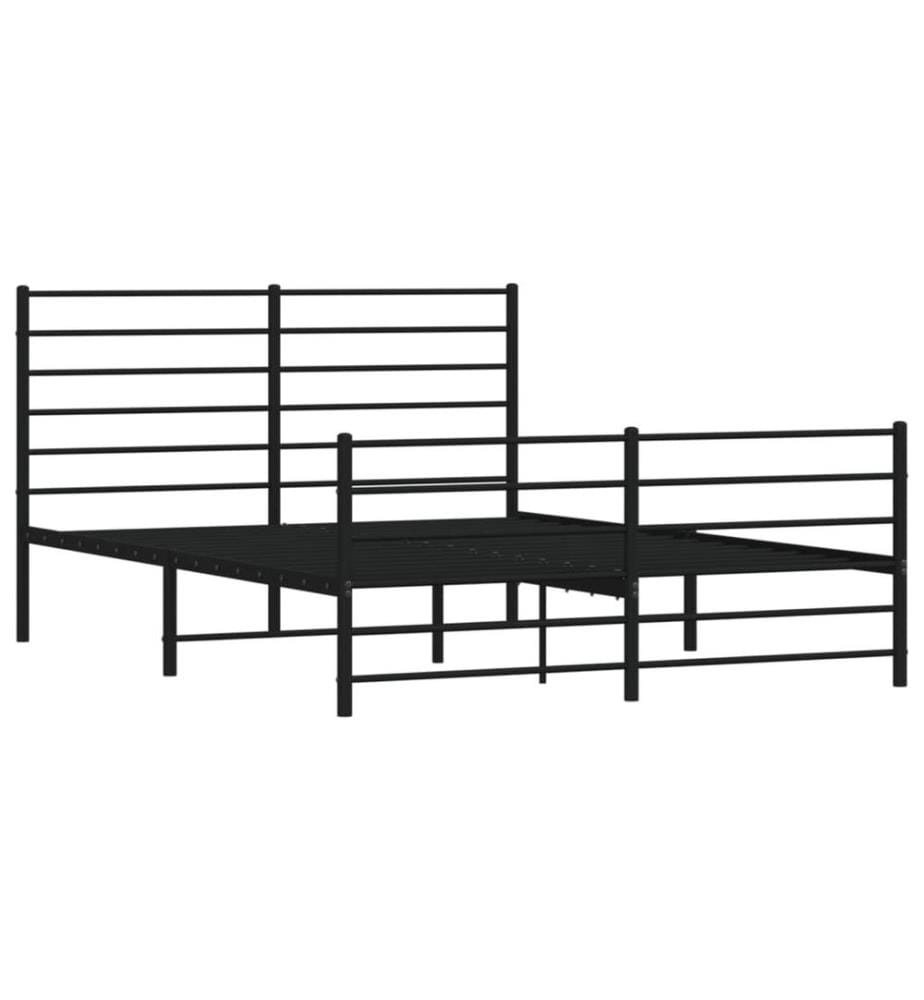 Cadre de lit métal sans matelas avec pied de lit noir 140x200cm
