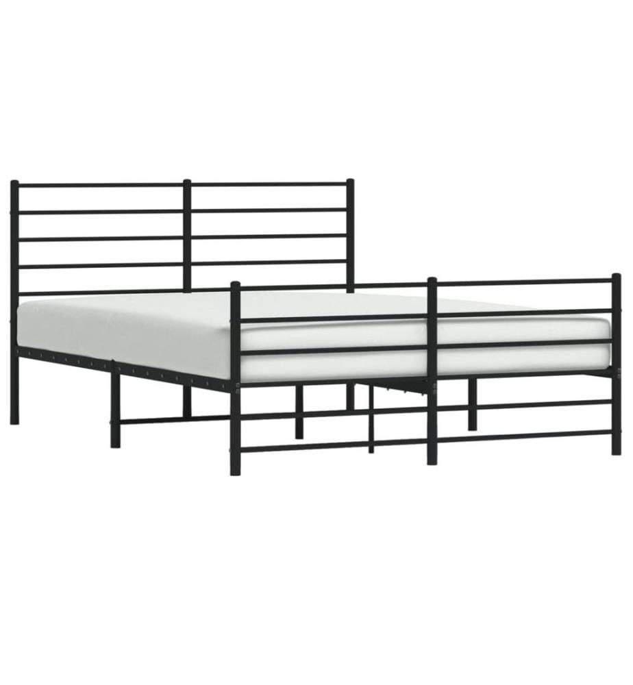 Cadre de lit métal sans matelas avec pied de lit noir 140x200cm