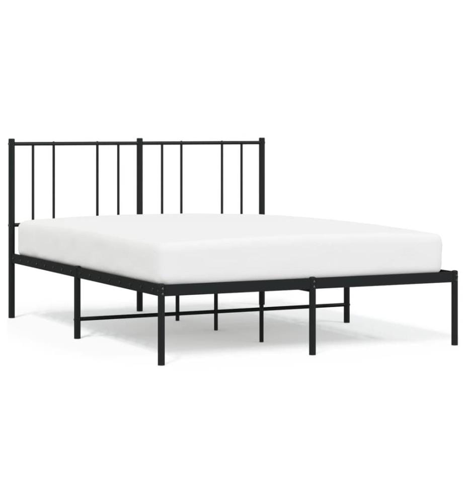 Cadre de lit métal sans matelas et tête de lit noir 160x200 cm