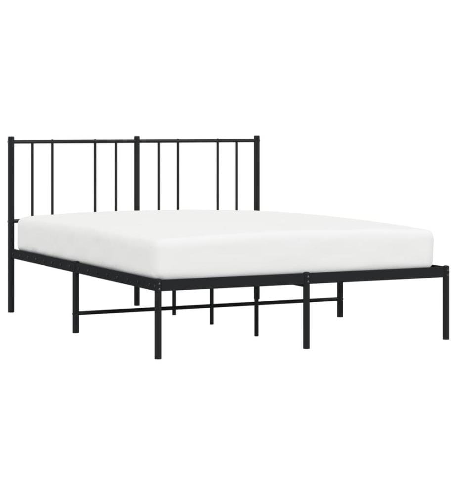 Cadre de lit métal sans matelas et tête de lit noir 160x200 cm