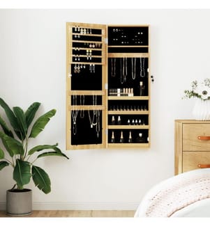 Schmuckschrank mit Spiegel Wandmontage 37,5x10x106 cm
