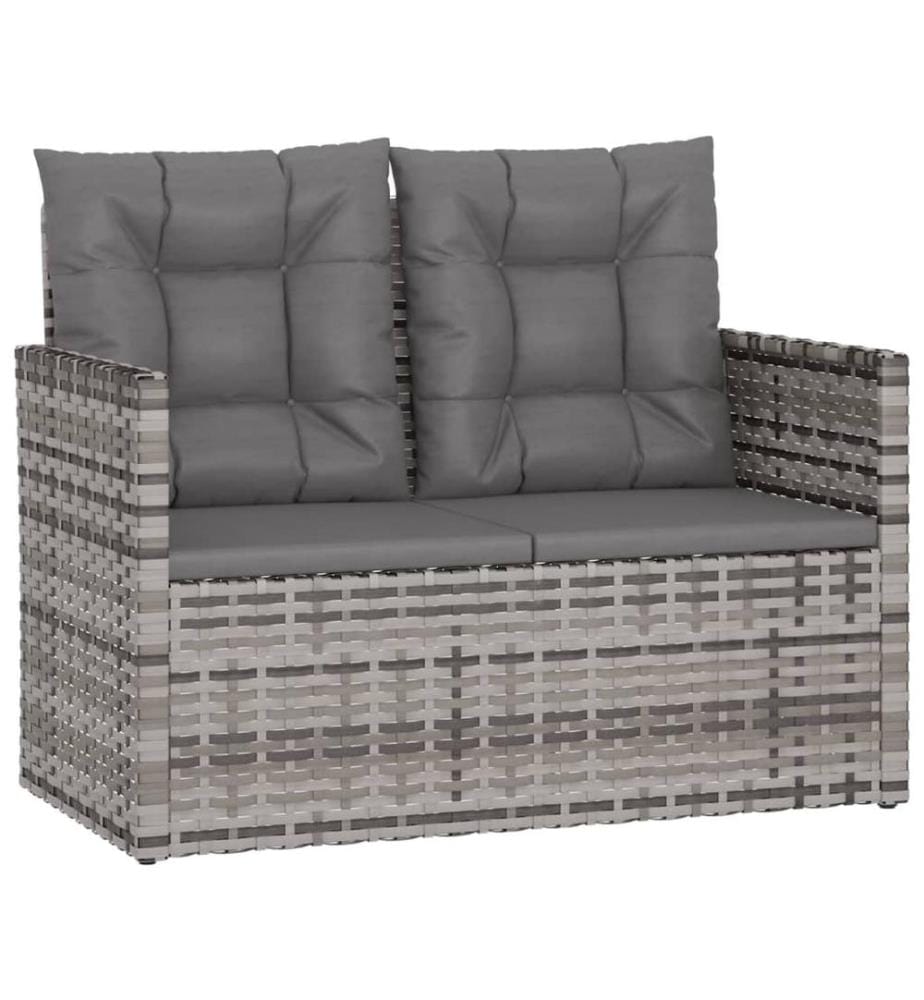 Gartenbank mit Kissen Grau 105 cm Poly Rattan