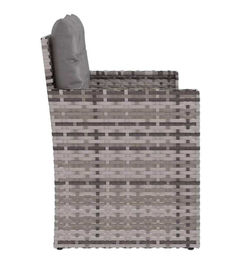 Gartenbank mit Kissen Grau 105 cm Poly Rattan