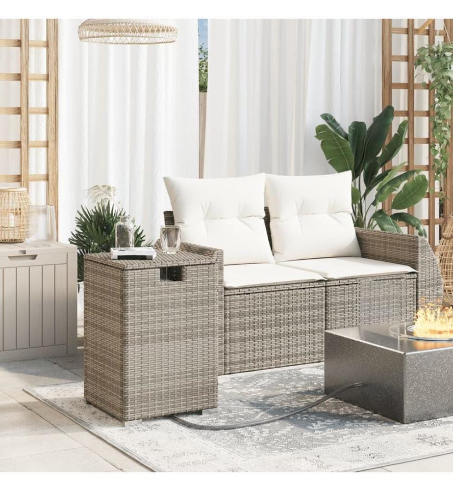Propan-Tank-Verstecktisch Grau 40x40x60 cm Poly Rattan