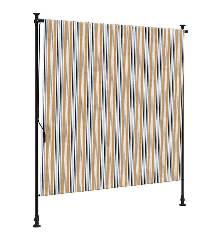 Aussenrollo Gelb und Weiss 150x270 cm Stoff und Stahl