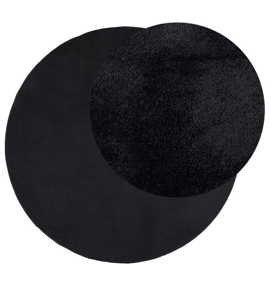Teppich OVIEDO Kurzflor Schwarz Ø 200 cm
