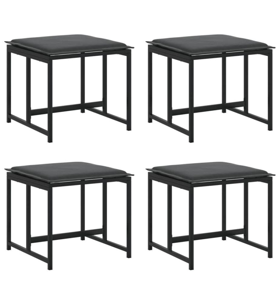 Gartenhocker mit Kissen 4 Stk. Schwarz Stahl und Textilene