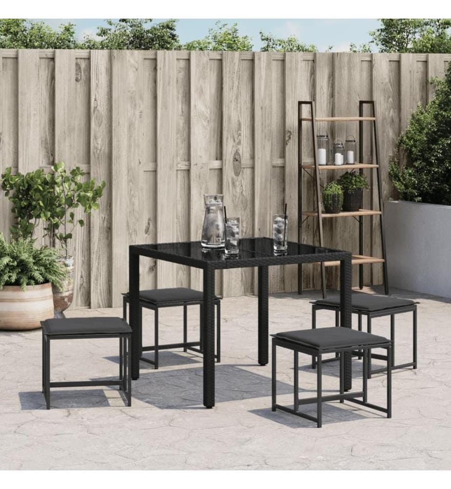 Gartenhocker mit Kissen 4 Stk. Schwarz Stahl und Textilene