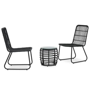 3-tlg. Bistro-Set Poly Rattan Schwarz