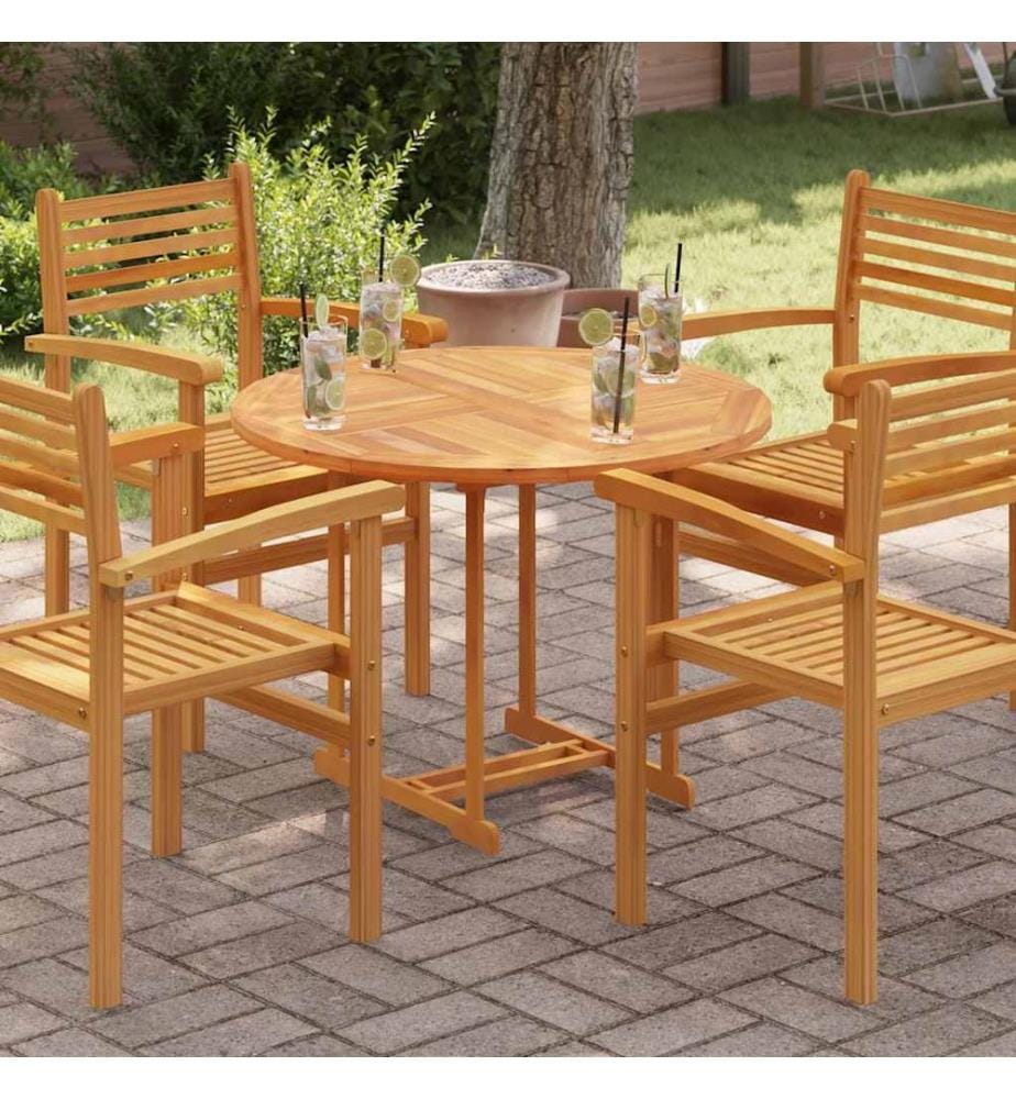 Tischplatte Massivholz Teak Rund 2,5 cm 90 cm