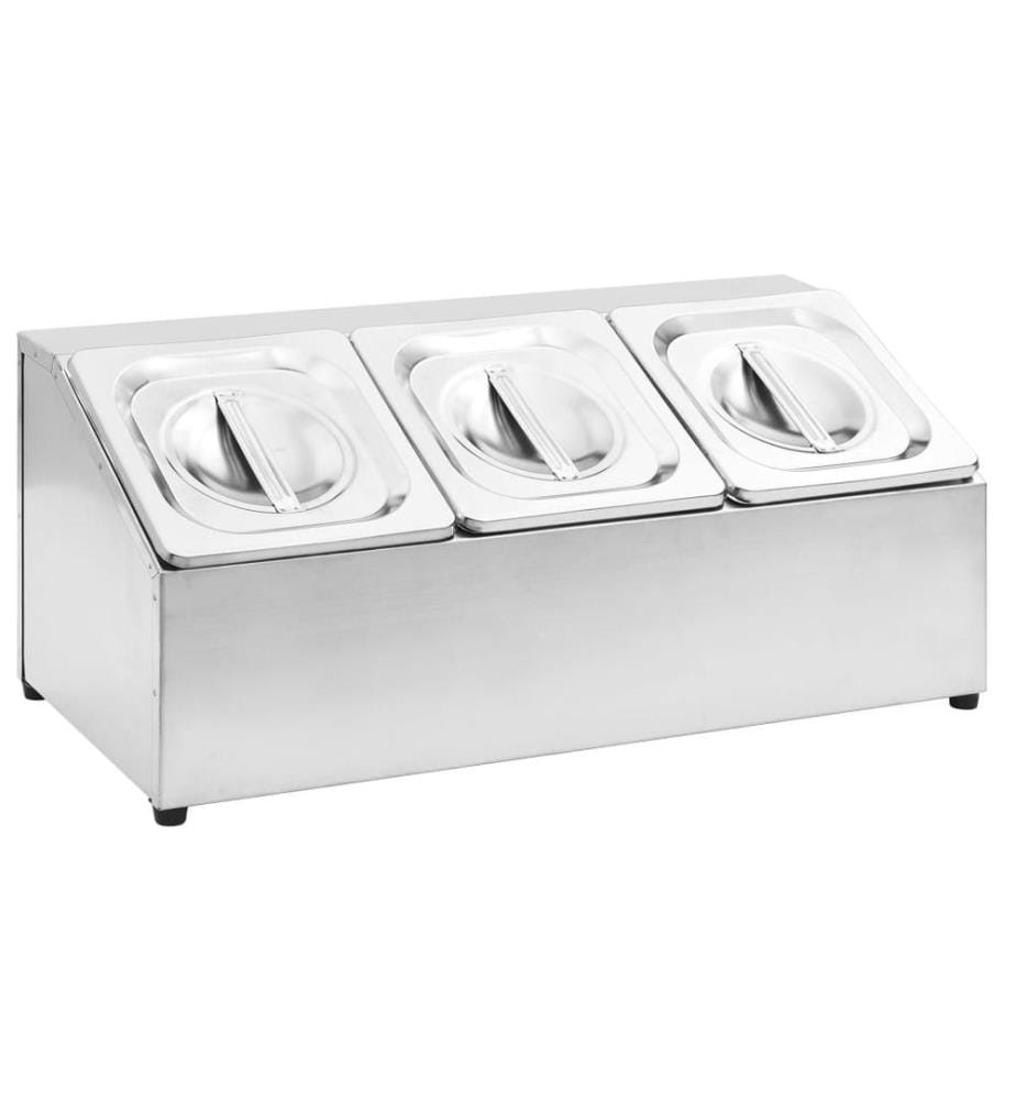 Récipient Gastronorm avec 3 bacs GN 1/6 Acier inoxydable