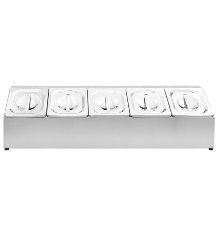 Récipient Gastronorm avec 5 bacs GN 1/6 Acier inoxydable