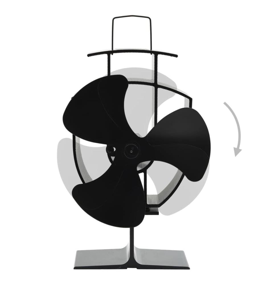 Ofenventilator Wärmebetrieben 3 Blätter Schwarz