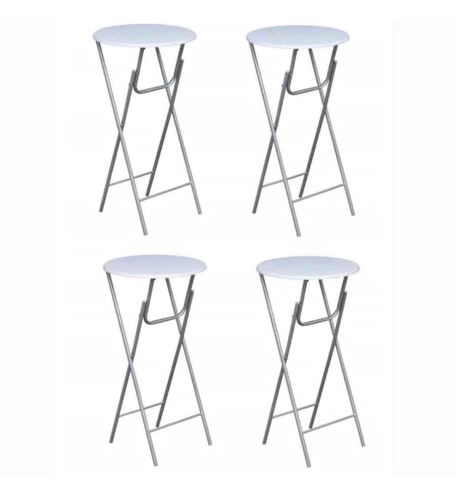Table de bar 4 pcs avec dessus de table en MDF Blanc