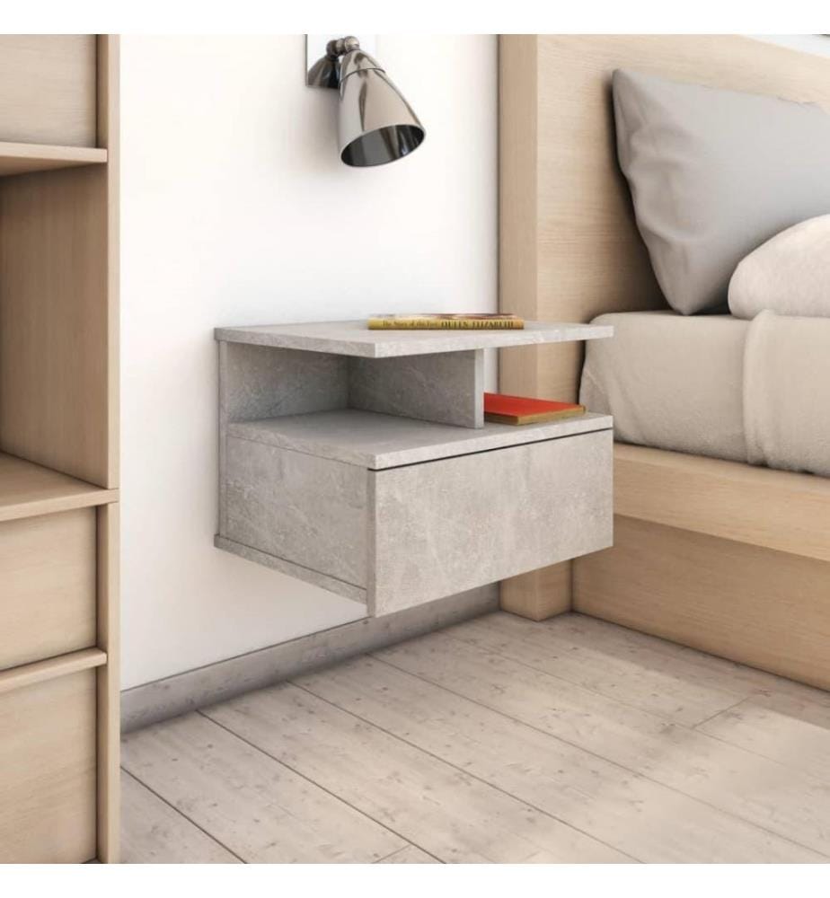 Tables de chevet flottantes 2 pcs Gris béton 40x31x27 cm Aggloméré