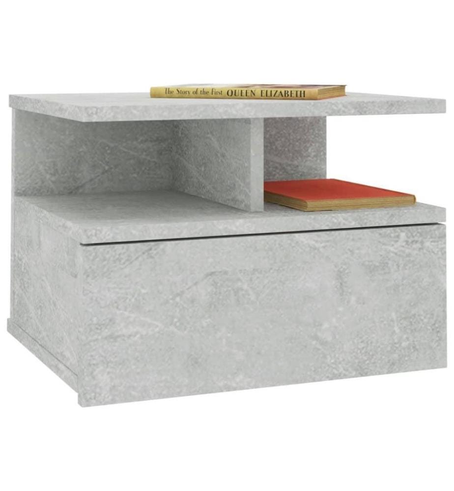 Tables de chevet flottantes 2 pcs Gris béton 40x31x27 cm Aggloméré