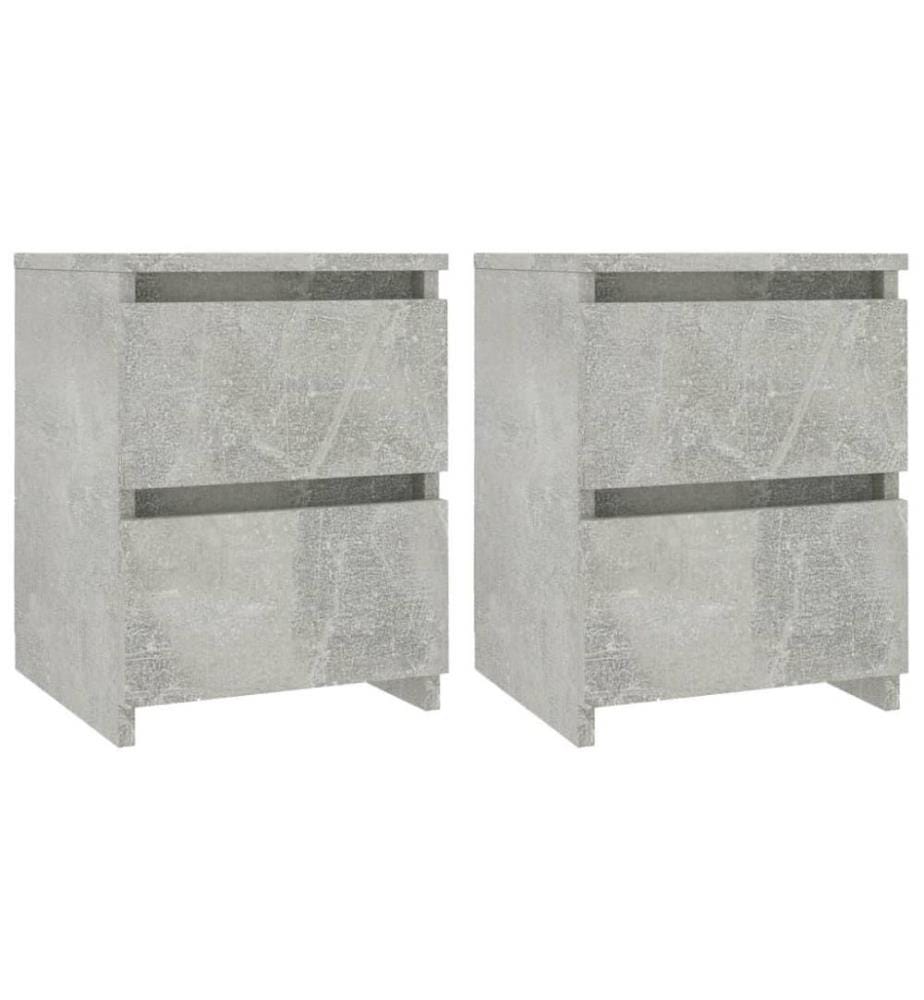 Nachttische 2 Stk. Betongrau 30×30×40 cm Holzwerkstoff