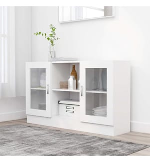 Vitrinenschrank Weiss 120x30,5x70 cm Holzwerkstoff