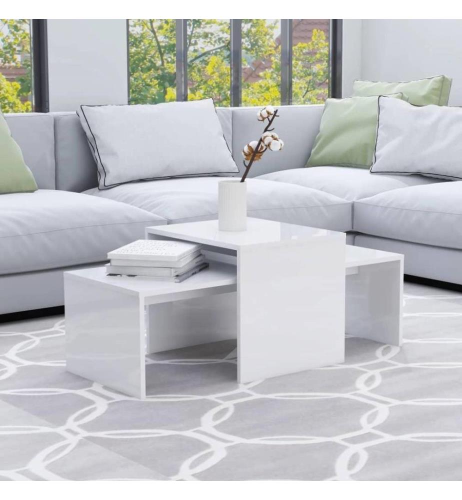 Couchtisch-Set Hochglanz-Weiss 100x48x40 cm Holzwerkstoff