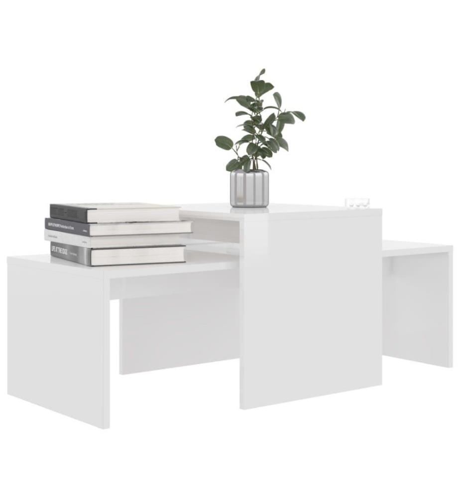 Couchtisch-Set Hochglanz-Weiss 100x48x40 cm Holzwerkstoff