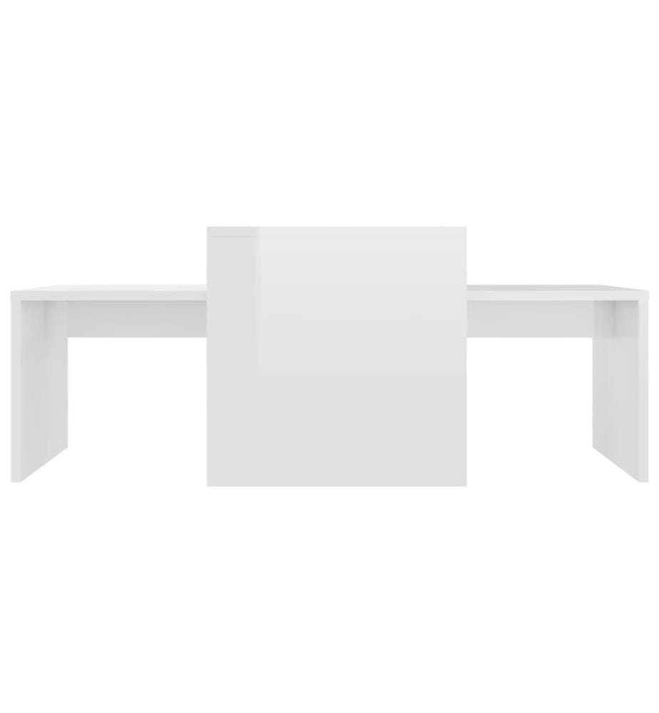 Couchtisch-Set Hochglanz-Weiss 100x48x40 cm Holzwerkstoff