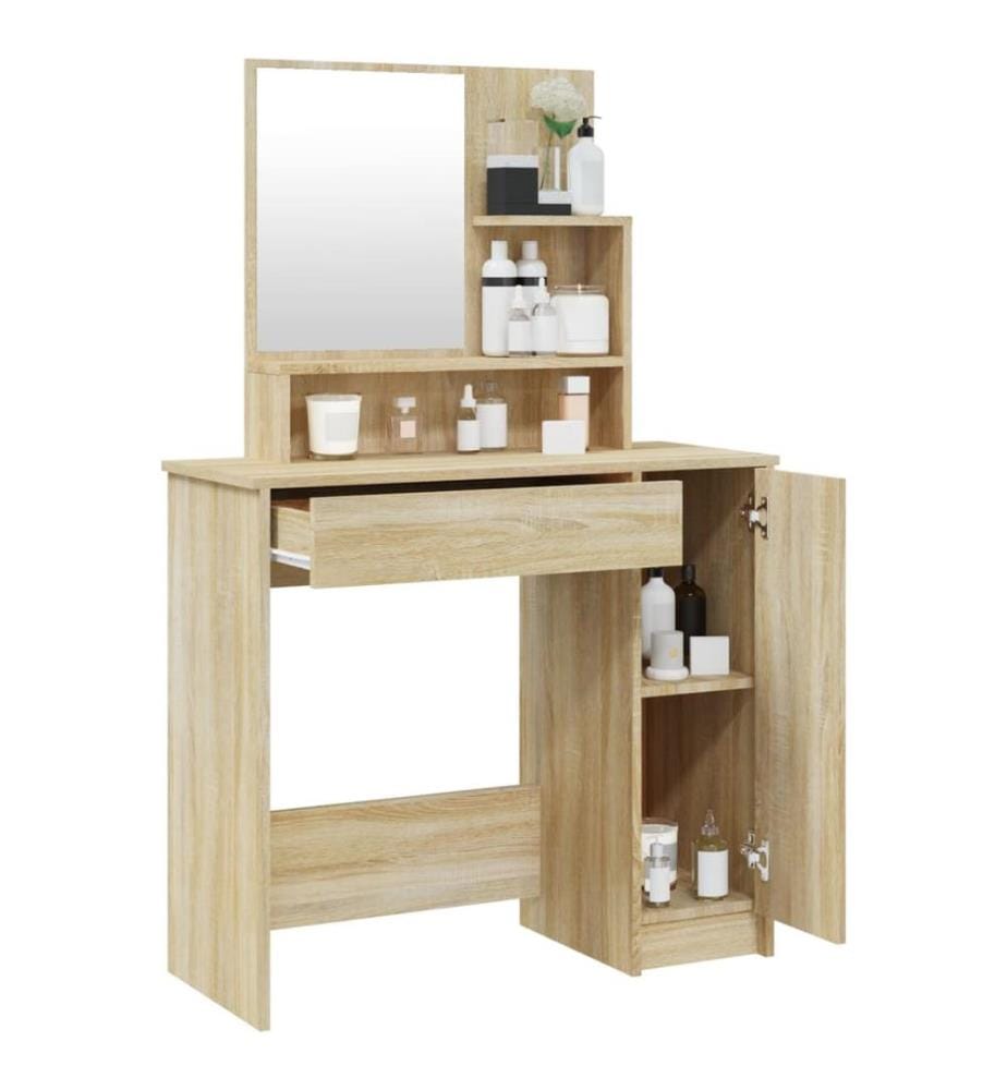 Schminktisch mit Spiegel Sonoma-Eiche 86,5x35x136 cm