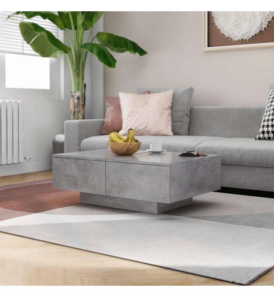 Table basse Gris béton 90x60x31 cm Aggloméré