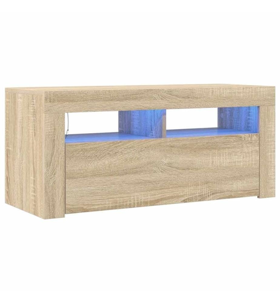 TV-Schrank mit LED-Leuchten Sonoma-Eiche 90x35x40 cm