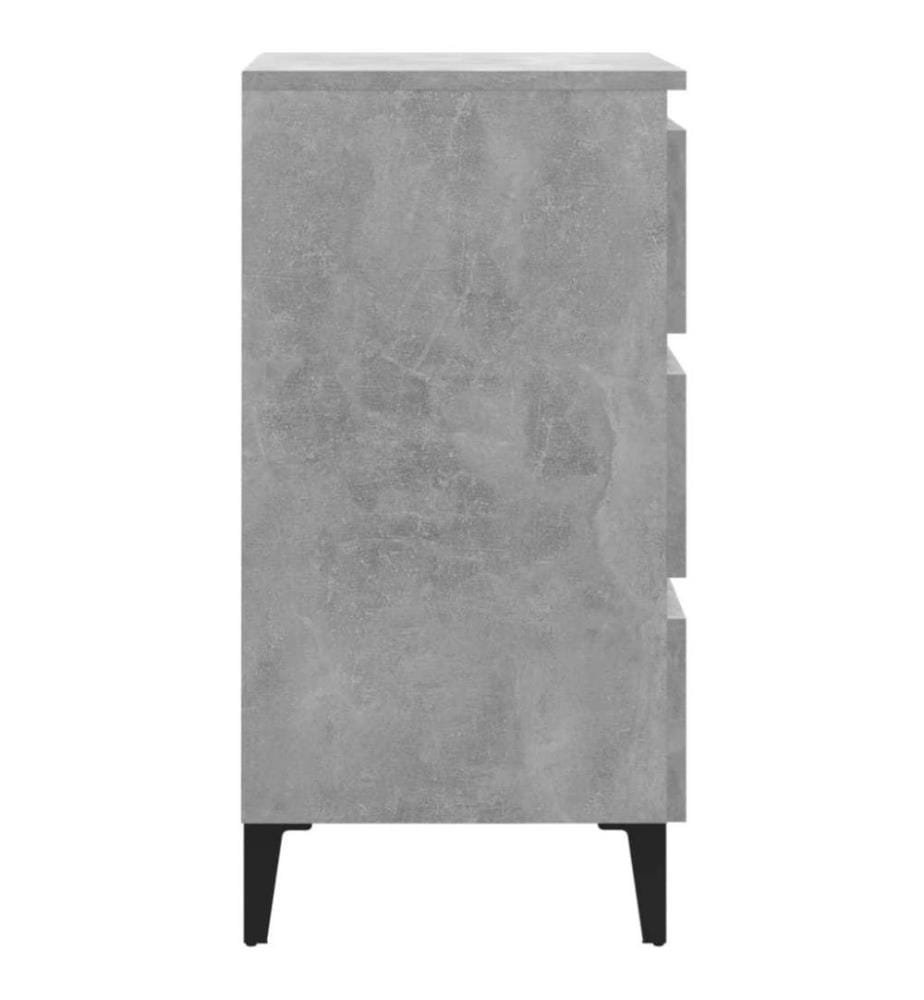 Table de chevet avec pieds en métal Gris béton 40x35x69 cm
