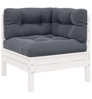Garten-Ecksofa mit Kissen Weiss Massivholz Kiefer