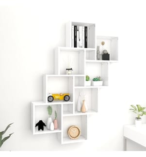Étagère murale cube Blanc 90x15x119 cm Bois d'ingénierie