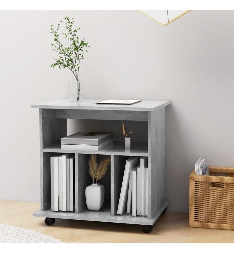 Armoire à roulettes Gris béton 60x45x60 cm Bois d'ingénierie