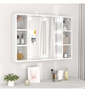 Spiegelschrank mit LED Weiss 76x15x55 cm