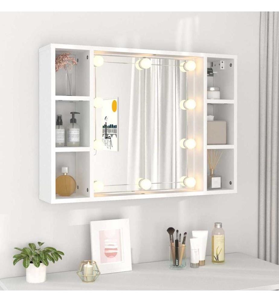 Spiegelschrank mit LED Weiss 76x15x55 cm