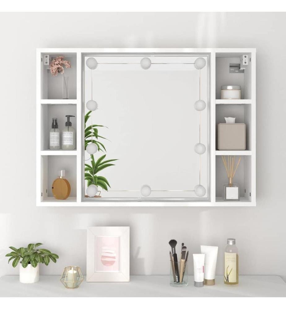 Spiegelschrank mit LED Weiss 76x15x55 cm