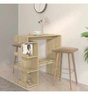 Table de bar étagère de rangement Chêne sonoma Bois ingénierie