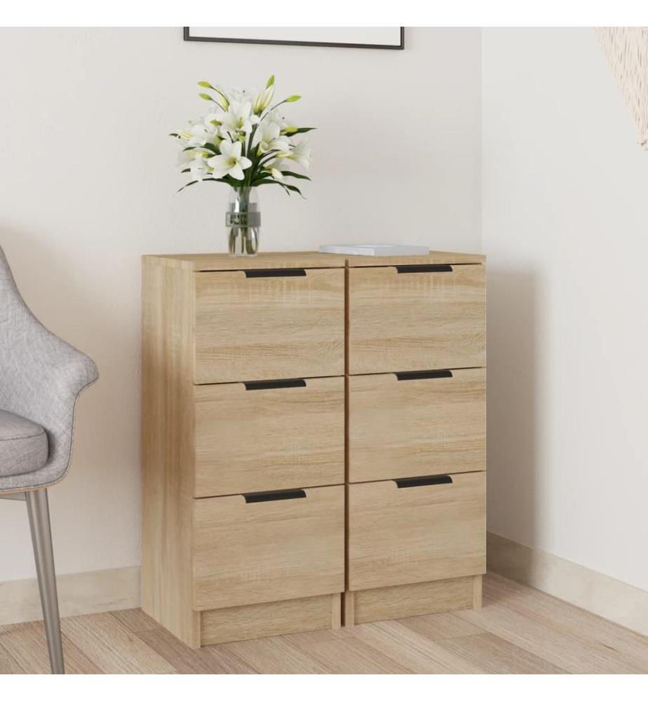 Sideboards 2 Stk. Sonoma-Eiche 30x30x70 cm Holzwerkstoff
